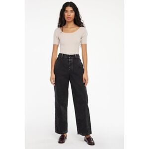 NEW! Lacausa Aiden Trouser Size 10 Black Mineral Wash Denim Jeans Mid Rise H21-1